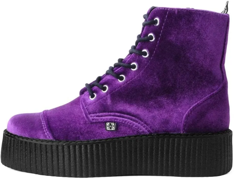 T.U.K Velvet Viva Mondo Boots for Women, Fashion Lace Up Platform Combat Boots