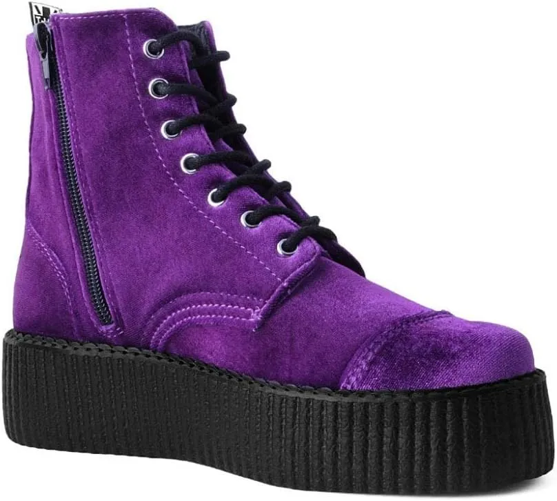 T.U.K Velvet Viva Mondo Boots for Women, Fashion Lace Up Platform Combat Boots