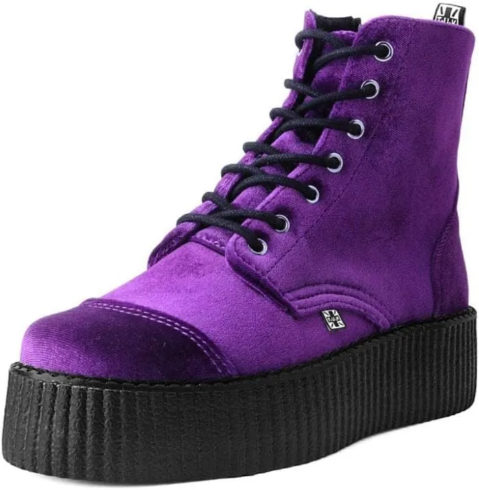 T.U.K Velvet Viva Mondo Boots for Women, Fashion Lace Up Platform Combat Boots