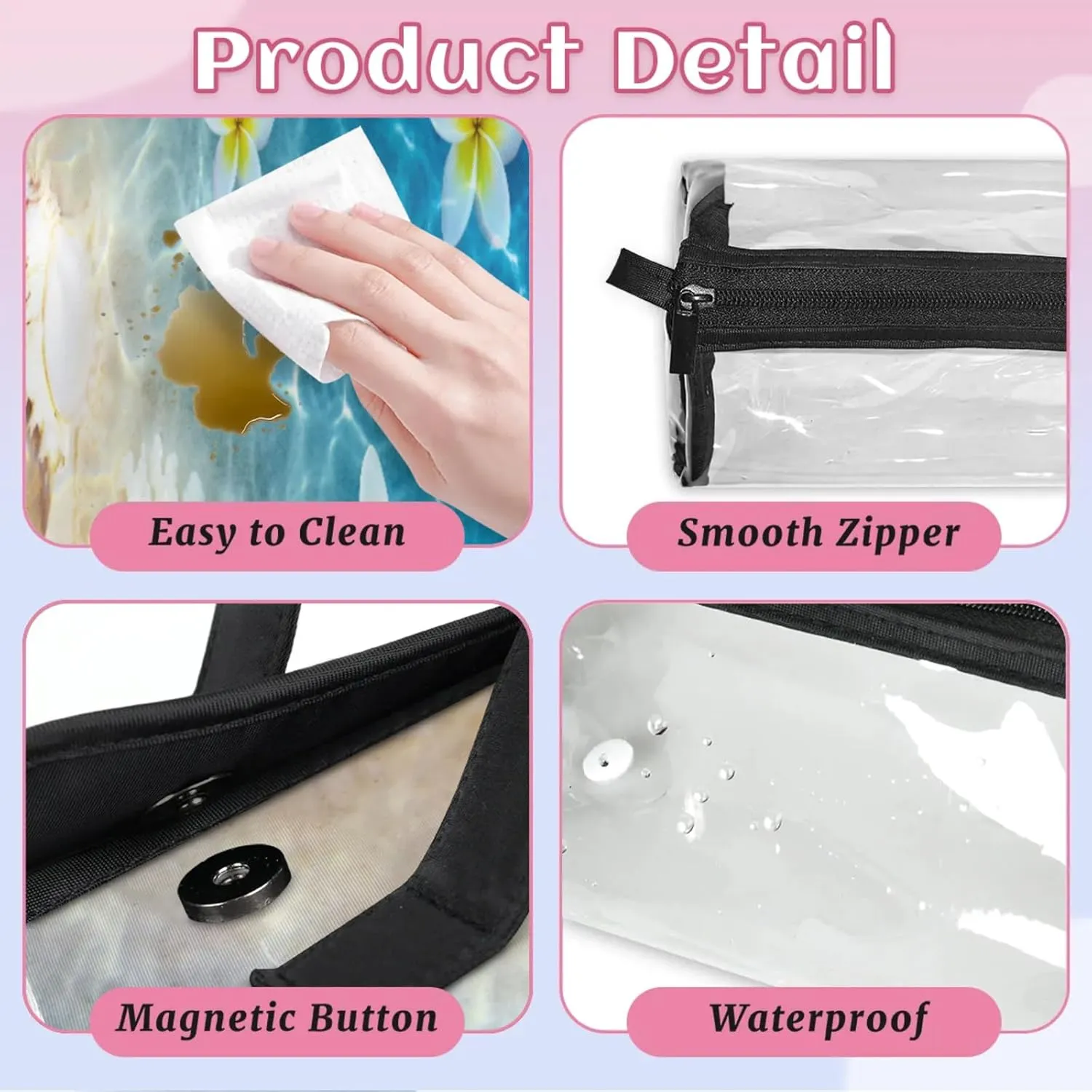 Turtle Starfish Toiletry Bag Water Proof Travel Makeup Case Large Capacity 4 in 1 Foldable Cosmetics Storage for Women Men Removable Zipper Clear PVC Pockets