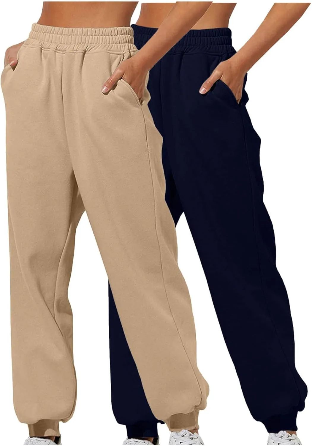 Two Pieces Sweat Pants for Womens Straight Legs Winter Sweatpants with Pockets Casual Joggers Pants Fall Outfits 2024
