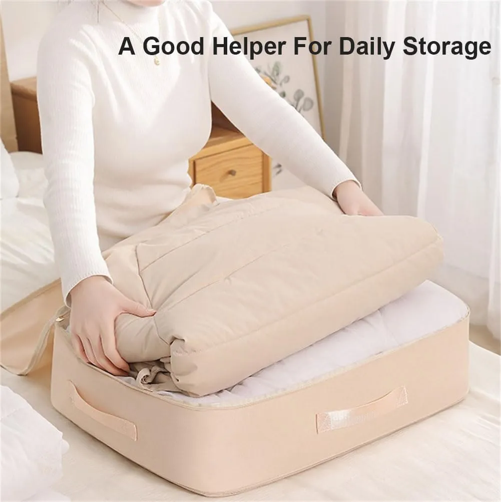 Ultra Space Saving Self Compression Organizer,2024 NEW Heavy Duty Moving Bags,Storage Tote for Space Saving,Self Compression Moving Organizer Bags for Comforters,Clothes,Blankets(Beige,L)