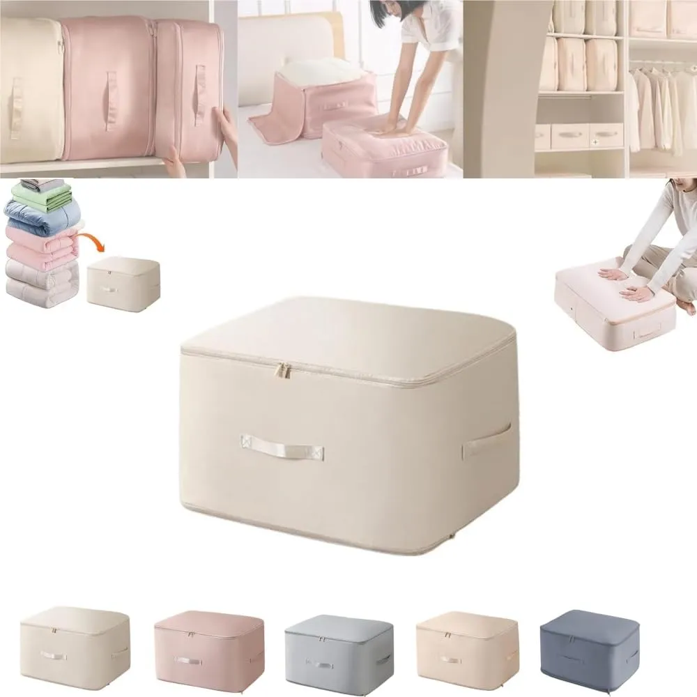 Ultra Space Saving Self Compression Organizer,2024 NEW Heavy Duty Moving Bags,Storage Tote for Space Saving,Self Compression Moving Organizer Bags for Comforters,Clothes,Blankets(Beige,L)