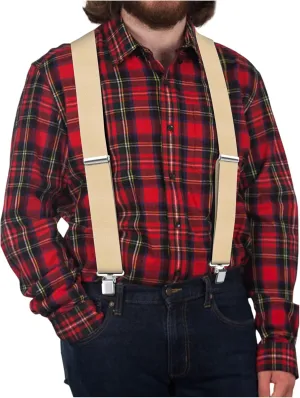 Ultrashang CLASSIC Mens Heavy-Duty Suspender: 2-Inch Wide, Sturdy Clips, X-Back, Adjustable Elastic Work Suspenders