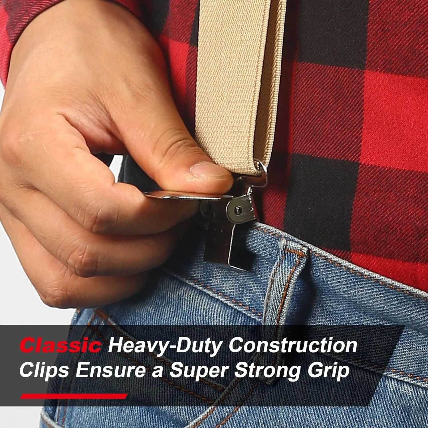 Ultrashang CLASSIC Mens Heavy-Duty Suspender: 2-Inch Wide, Sturdy Clips, X-Back, Adjustable Elastic Work Suspenders