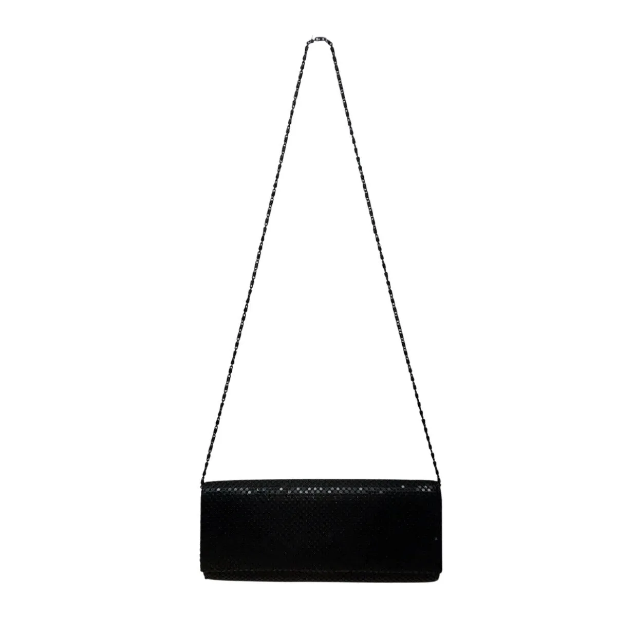Unbranded Black Metallic Mesh Shoulder Bag Chain Strap Clutch Sz M