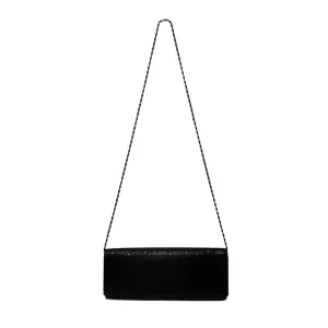 Unbranded Black Metallic Mesh Shoulder Bag Chain Strap Clutch Sz M