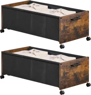 Under Bed Storage, XXL Size, Rolling Under bed Storage With Wheels, Wooden Under Bed Drawers with Metal Frame, Patented Design 2 Packs