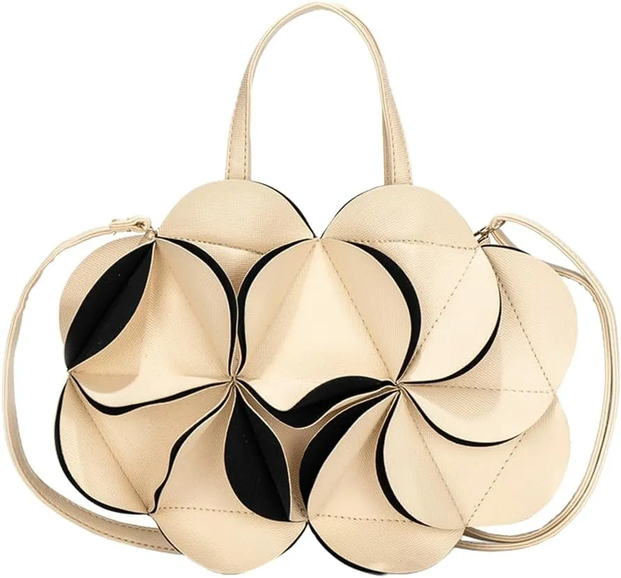 Unique Adorable Flower-Shaped Single-Shoulder & Crossbody Bag Innovative Creased Handbag Women Chic Stylish Evening Accessory