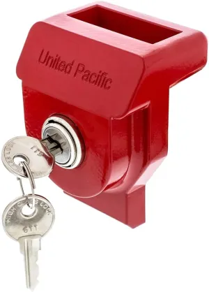 United Pacific 90619 Heavy-Duty Aluminum Glad Hand Lock, Keyed Alike (KA), Durable Lock Cylinder, Trailer Lockout Device – 1 Unit w/2 Keys - Red