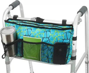 Update Walker Bag Hand Free Storage Bag Attachment Handicap Basket Pouch for Rollator, Wheelchair, Folding Walker (Plaid Blue)