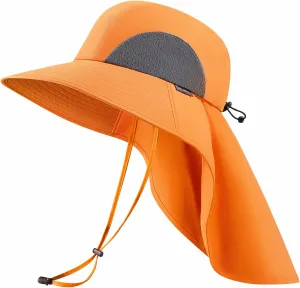 UPF 50  Foldable Sun Hats Wide Brim with Large Neck Flap for Men Women UV Protection Gardening Fishing Beach Hat