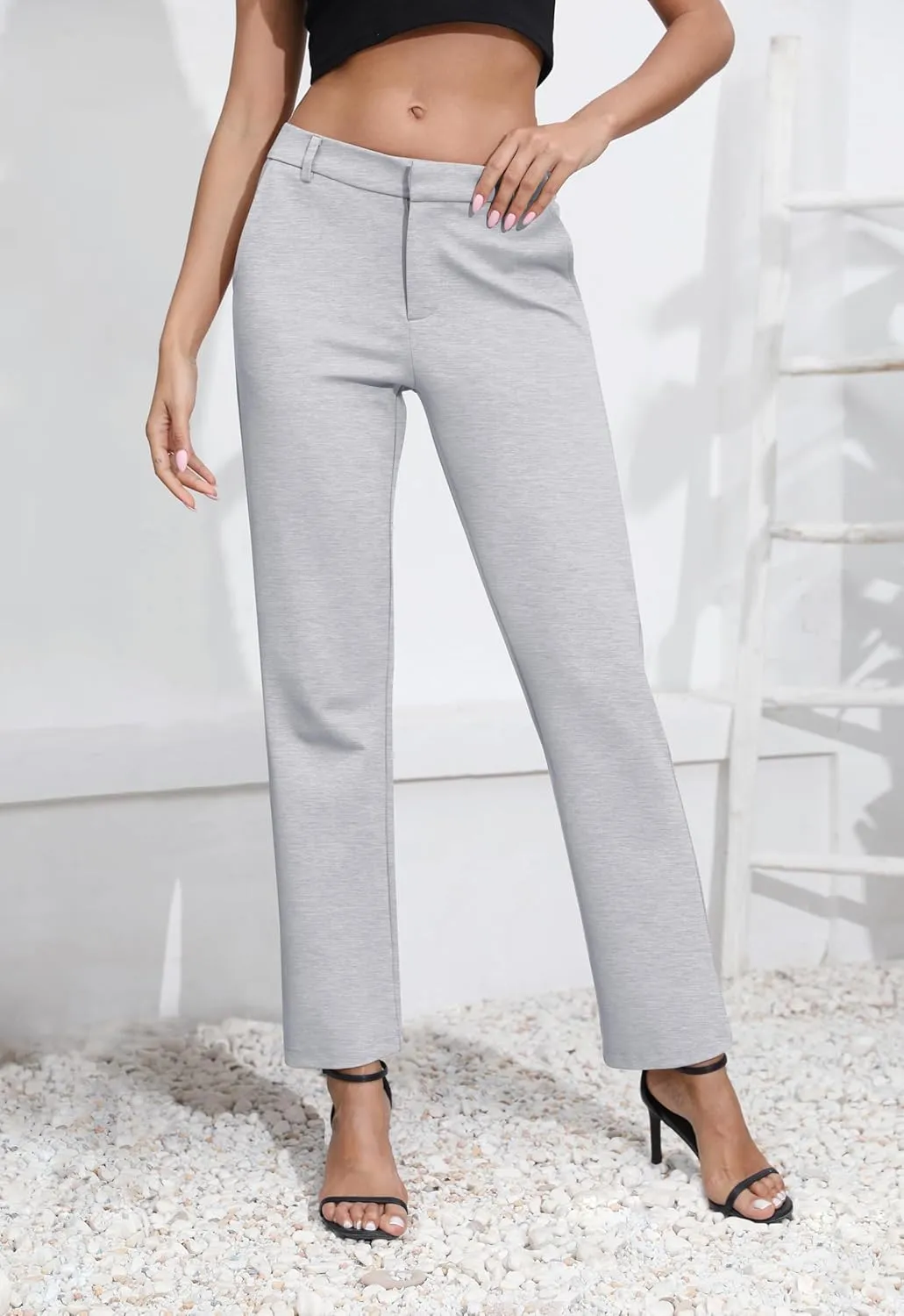 Urban CoCo Women's Elastic Waisted Dress Pants Business Work Casual Stretch Slacks with Pockets