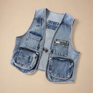 Utility Multi-Pocket Denim Vest