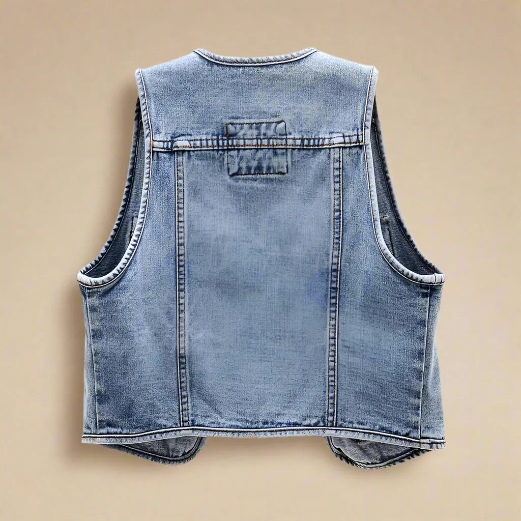 Utility Multi-Pocket Denim Vest