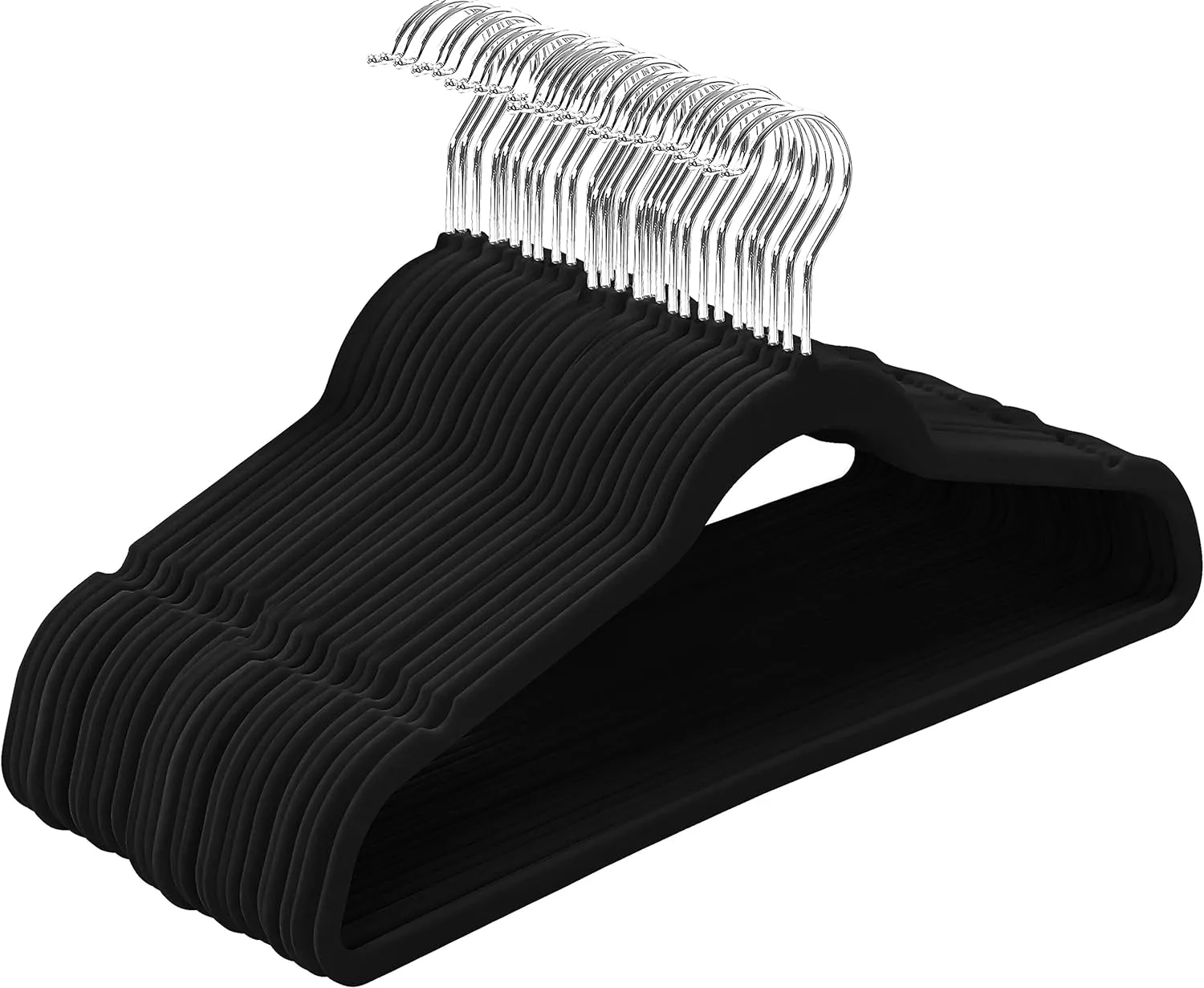 Utopia Home Velvet Hangers 50 Pack - Non-Slip Clothes Hanger Black with 360 Degree Rotatable Hook - Heavy Duty Coat Hanger - Pants Hangers