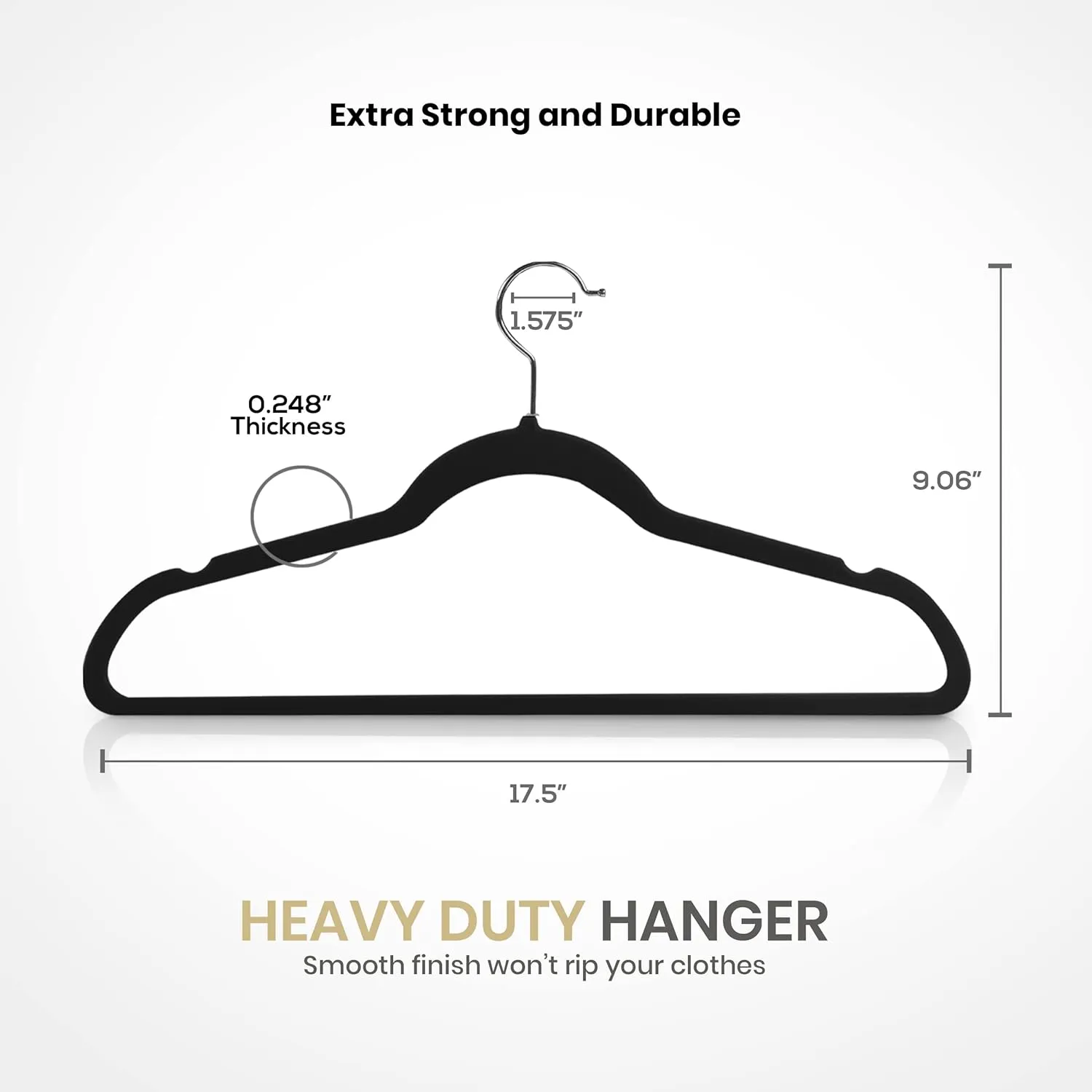Utopia Home Velvet Hangers 50 Pack - Non-Slip Clothes Hanger Black with 360 Degree Rotatable Hook - Heavy Duty Coat Hanger - Pants Hangers
