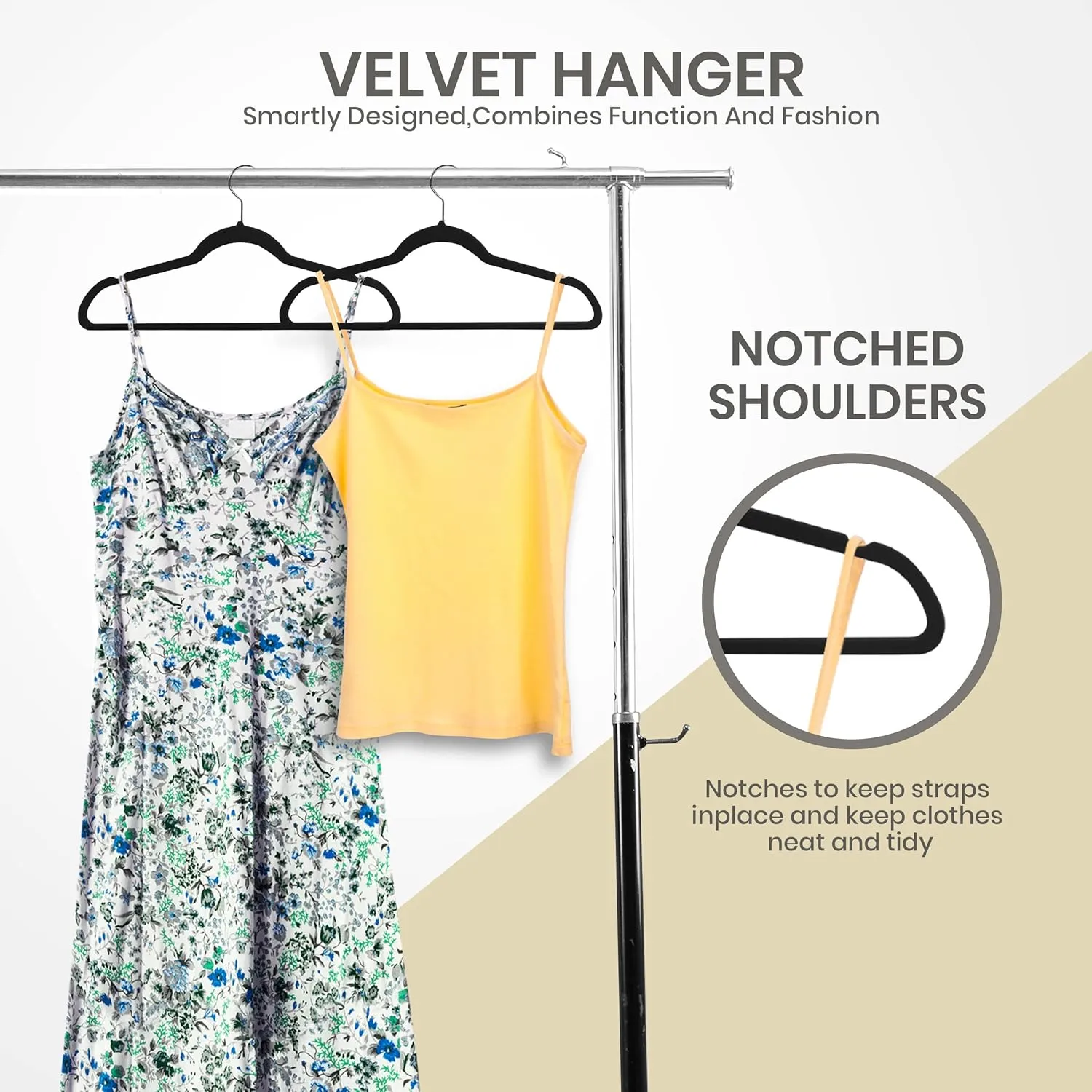 Utopia Home Velvet Hangers 50 Pack - Non-Slip Clothes Hanger Black with 360 Degree Rotatable Hook - Heavy Duty Coat Hanger - Pants Hangers
