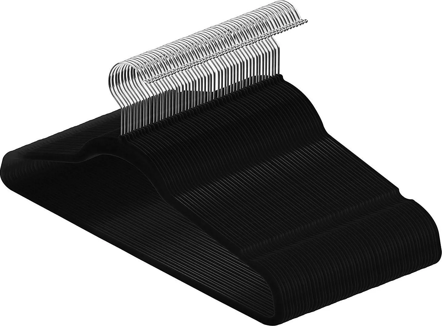 Utopia Home Velvet Hangers 50 Pack - Non-Slip Clothes Hanger Black with 360 Degree Rotatable Hook - Heavy Duty Coat Hanger - Pants Hangers