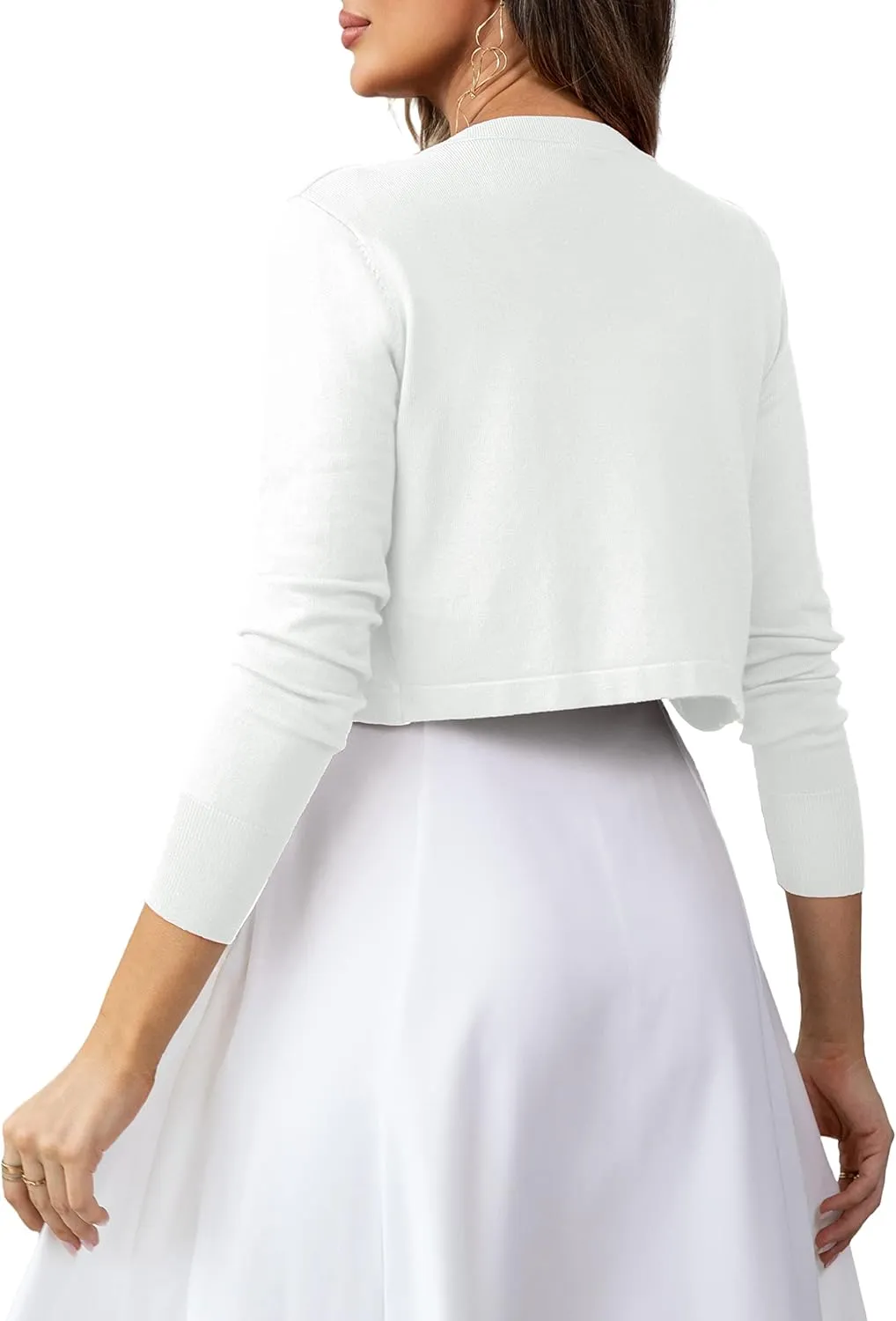 U.Vomade Women's Cropped Cardigan Bolero Shrug Open Front Sweater Long Sleeve S-1X