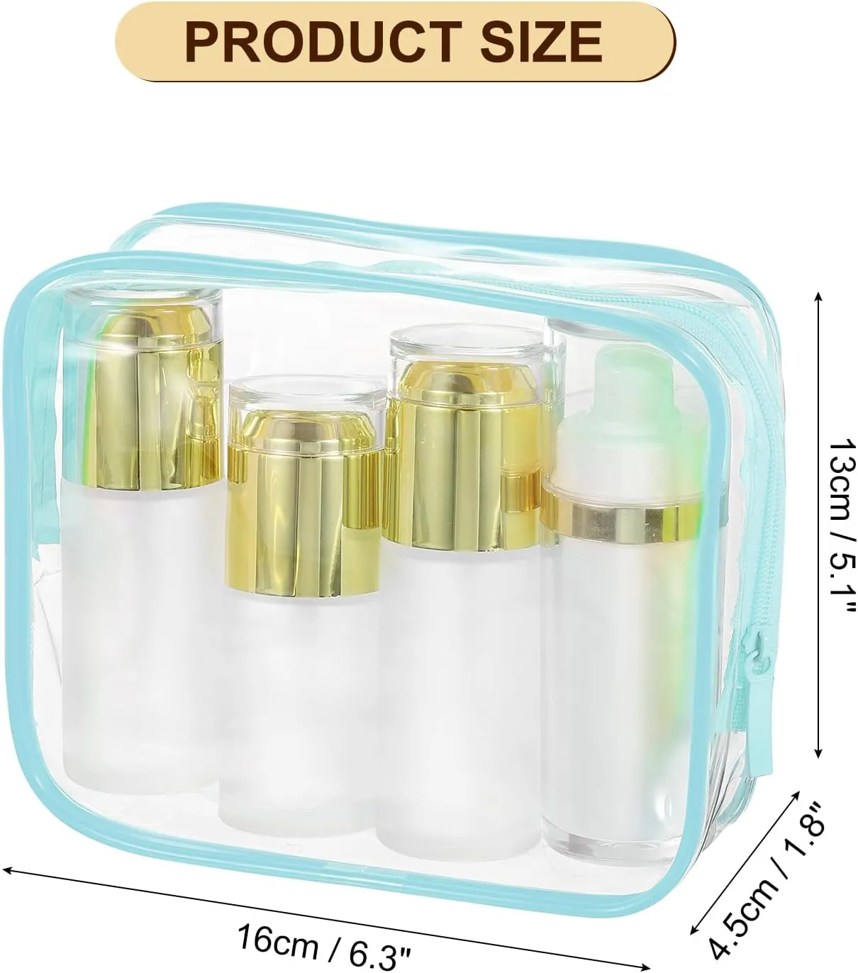 uxcell Clear Toiletry Bag, 12 Pcs PVC Transparent Makeup Bag for Women Man, Cosmetic Pouch Bags with Zipper for Travel Makeup Organizer Pouch, Blue(L Size)
