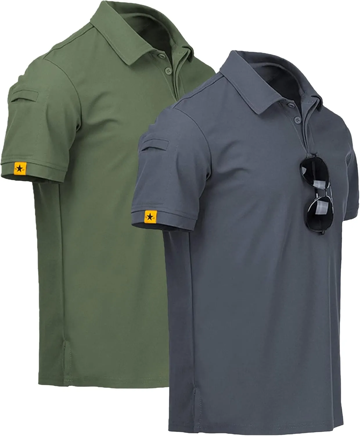 V VALANCH Polo Shirts for Men 2 Pack Tactical Performance Polo Short Sleeve Collared Work Shirt