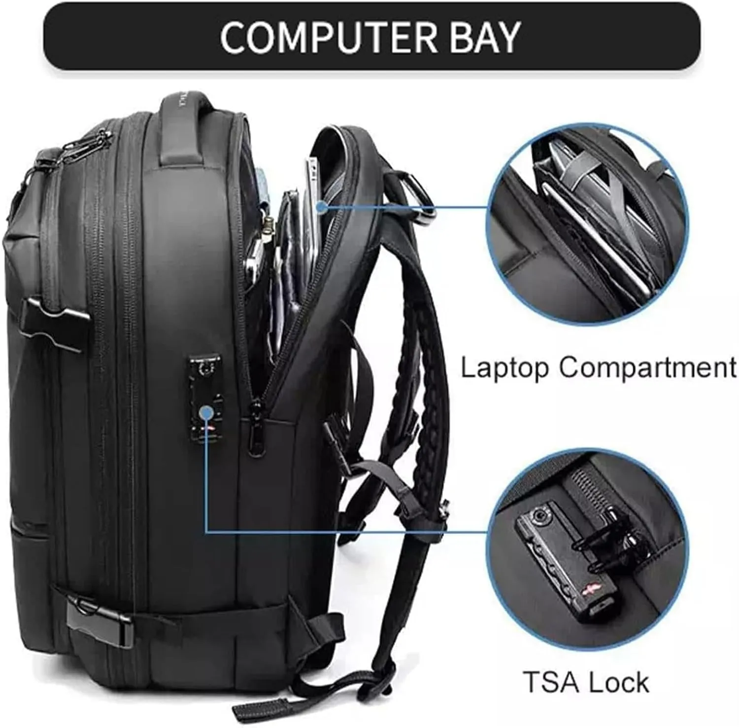 Vacspace Backpack, Prestora Pack, Vacuum Seal Travelm, Vacpack With Vacuum, Pump And Lock,Airbag Backpacks Carry On Flight With Usb Charging Port,Vacuum Seal (Black)