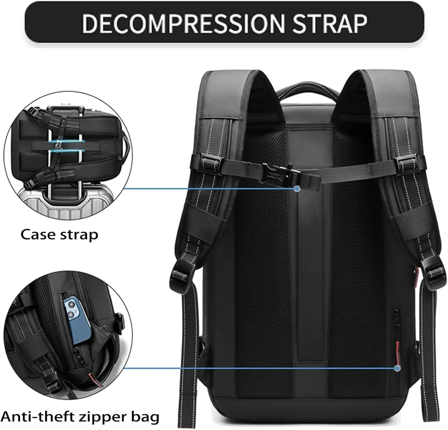 Vacspace Backpack, Prestora Pack, Vacuum Seal Travelm, Vacpack With Vacuum, Pump And Lock,Airbag Backpacks Carry On Flight With Usb Charging Port,Vacuum Seal (Black)