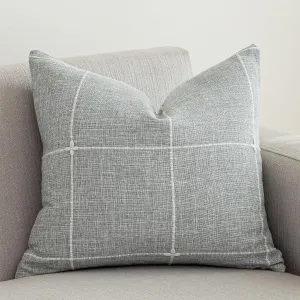 vctops Rustic Lattice Cotton Linen Decorative Throw Pillow Cover Embroidery Square Cushion Cover Pillowcase for Sofa Bedroom Couch (Plaid Grey, 24"x24")