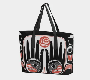 Vegan Leather tote -Haida Watchmen and Salmon egg