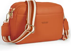 Vegan Leather Women's Crossbody Bag, Shoulder Purse with Wide Strap & Multi-Compartment Design for Daily & Travel