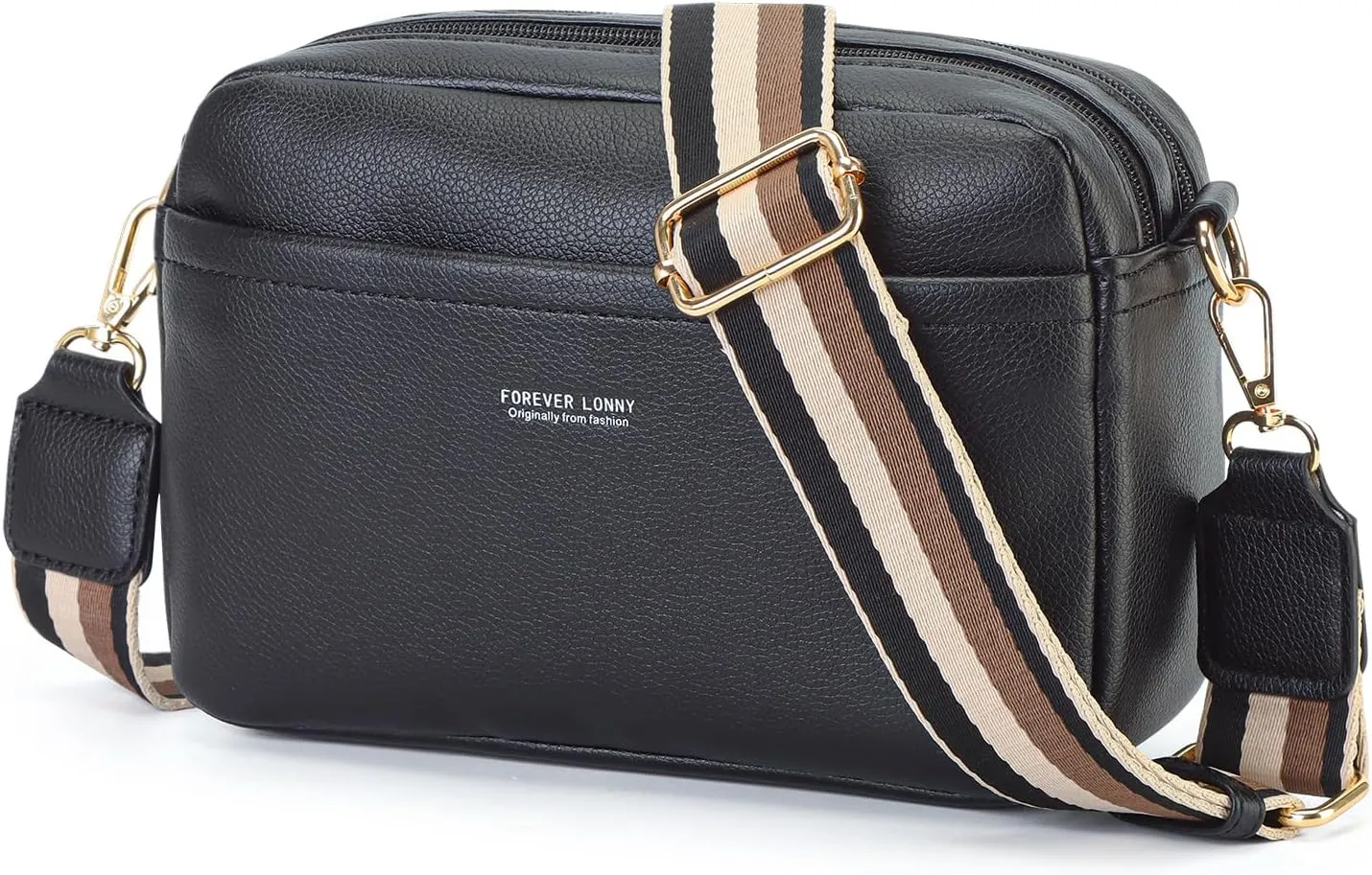 Vegan Leather Women's Crossbody Bag, Shoulder Purse with Wide Strap & Multi-Compartment Design for Daily & Travel