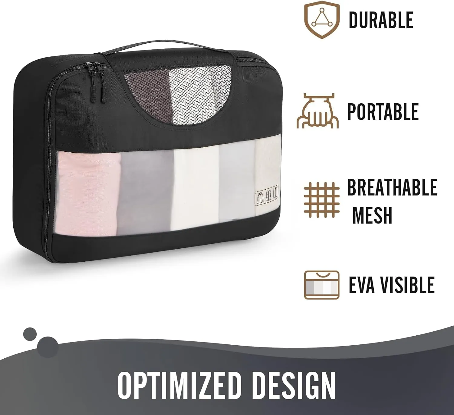 Veken 6 Set Packing Cubes for Suitcases and Carry on Luggage - Organizer Bags Set for Travel Essentials in 4 Sizes (Extra Large, Medium, Small)