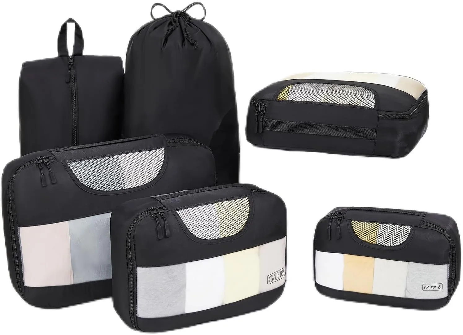 Veken 6 Set Packing Cubes for Suitcases and Carry on Luggage - Organizer Bags Set for Travel Essentials in 4 Sizes (Extra Large, Medium, Small)