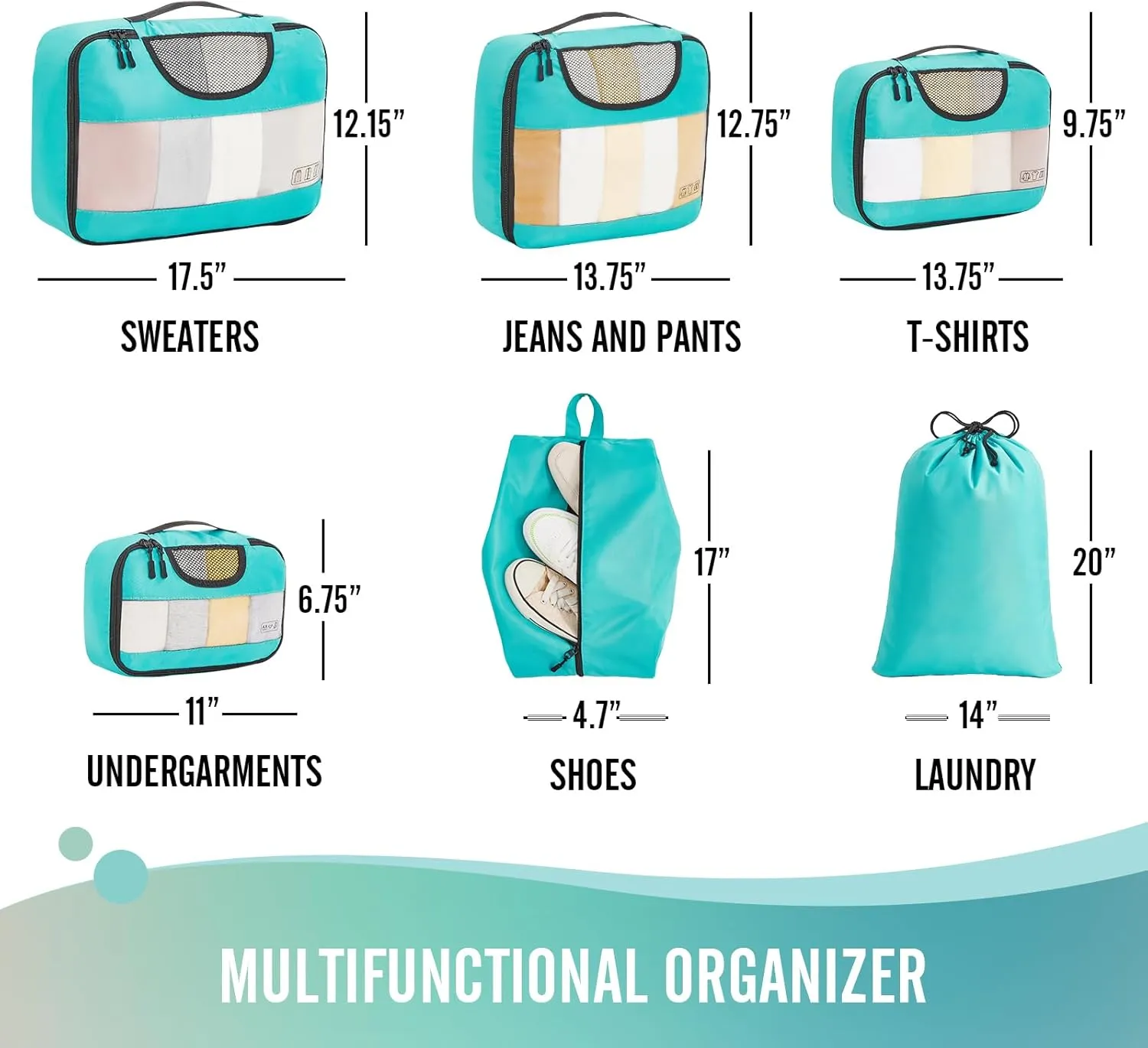 Veken 6 Set Packing Cubes for Travel Essentials, Suitcase Organizer Bags Set for Luggage, Road Trip Travel Accessories in 4 Sizes (Extra Large, Large, Medium, Small)