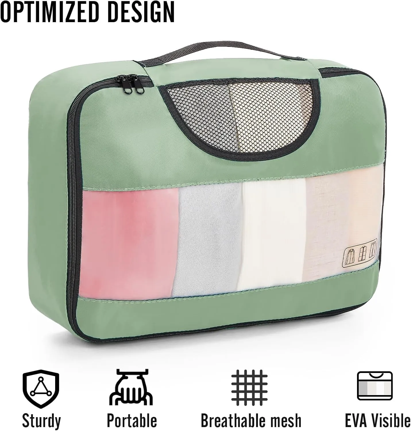 Veken 8 Set Packing Cubes for Travel Essentials, Suitcase Organizer Bags Set for Luggage, Road Trip Travel Accessories in 4 Sizes (Extra Large, Large, Medium, Small)