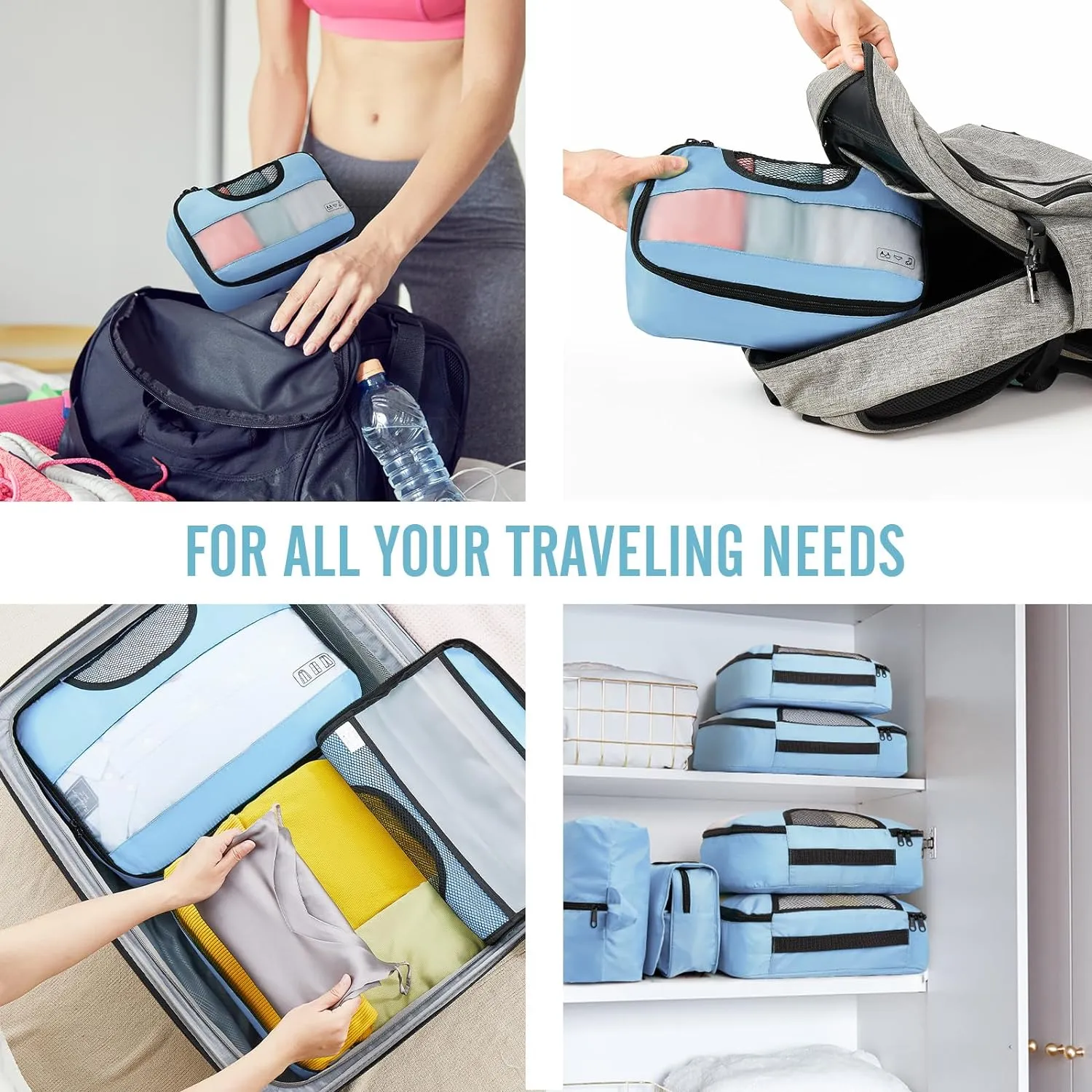 Veken 8 Set Packing Cubes for Travel Essentials, Suitcase Organizer Bags Set for Luggage, Road Trip Travel Accessories in 4 Sizes (Extra Large, Large, Medium, Small)