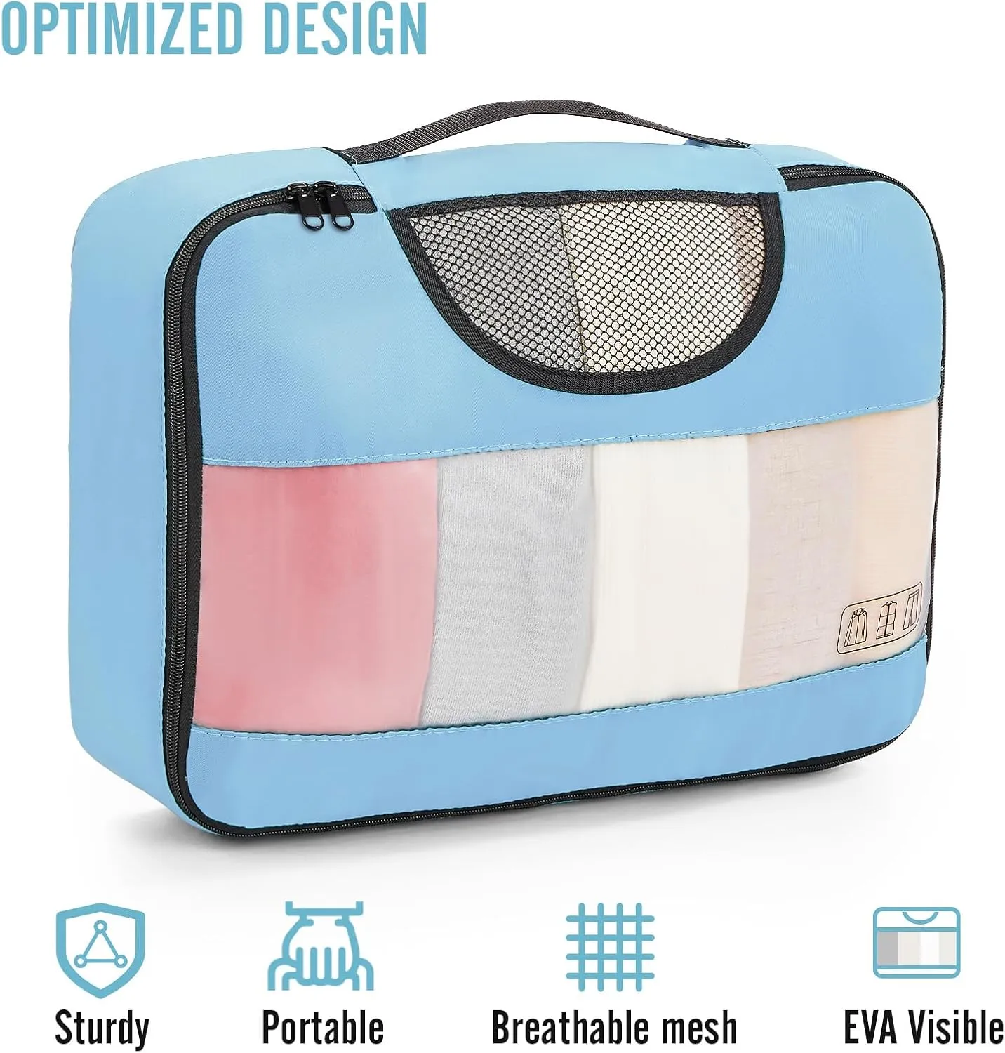 Veken 8 Set Packing Cubes for Travel Essentials, Suitcase Organizer Bags Set for Luggage, Road Trip Travel Accessories in 4 Sizes (Extra Large, Large, Medium, Small)