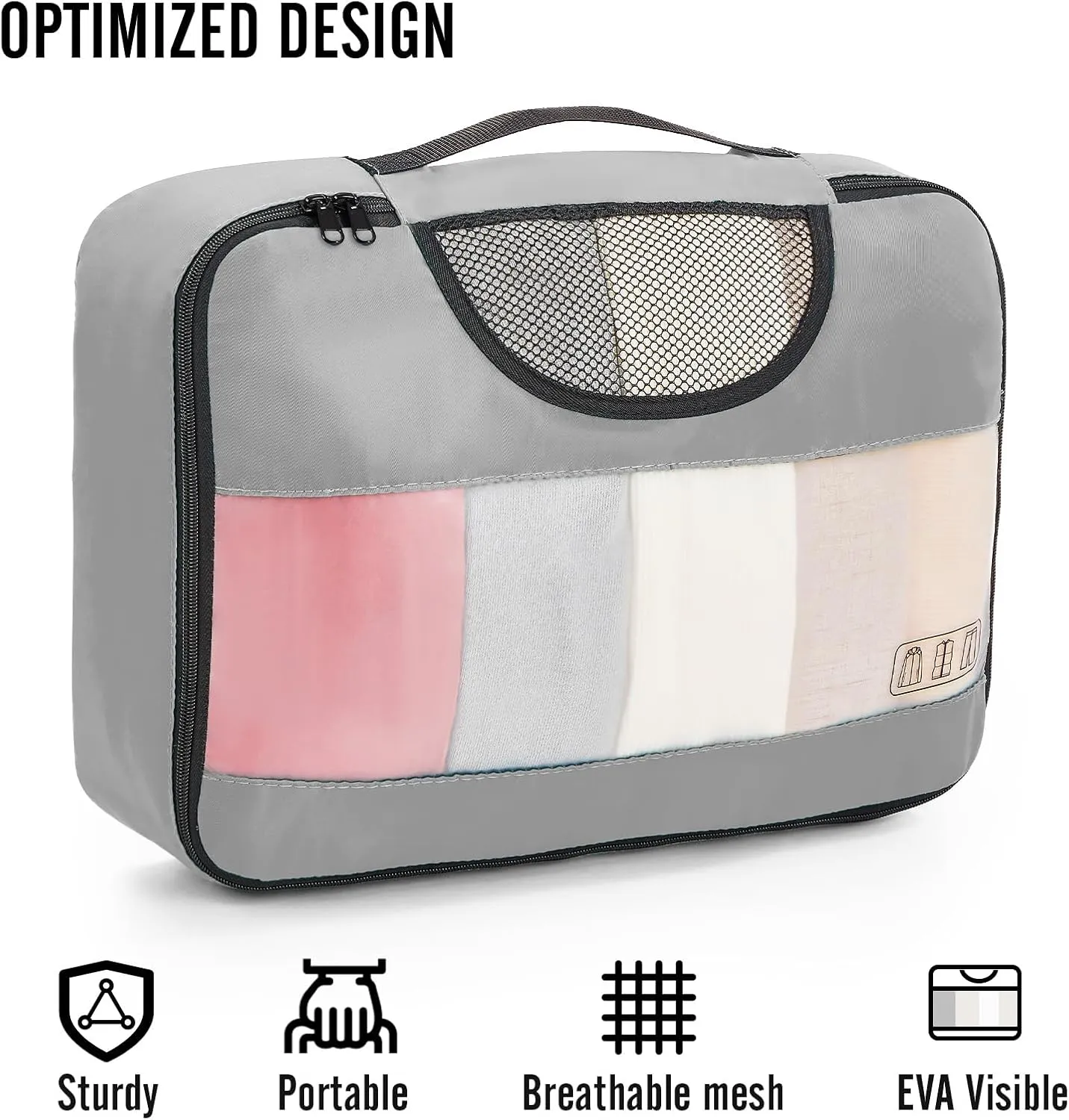 Veken 8 Set Packing Cubes for Travel Essentials, Suitcase Organizer Bags Set for Luggage, Road Trip Travel Accessories in 4 Sizes (Extra Large, Large, Medium, Small)