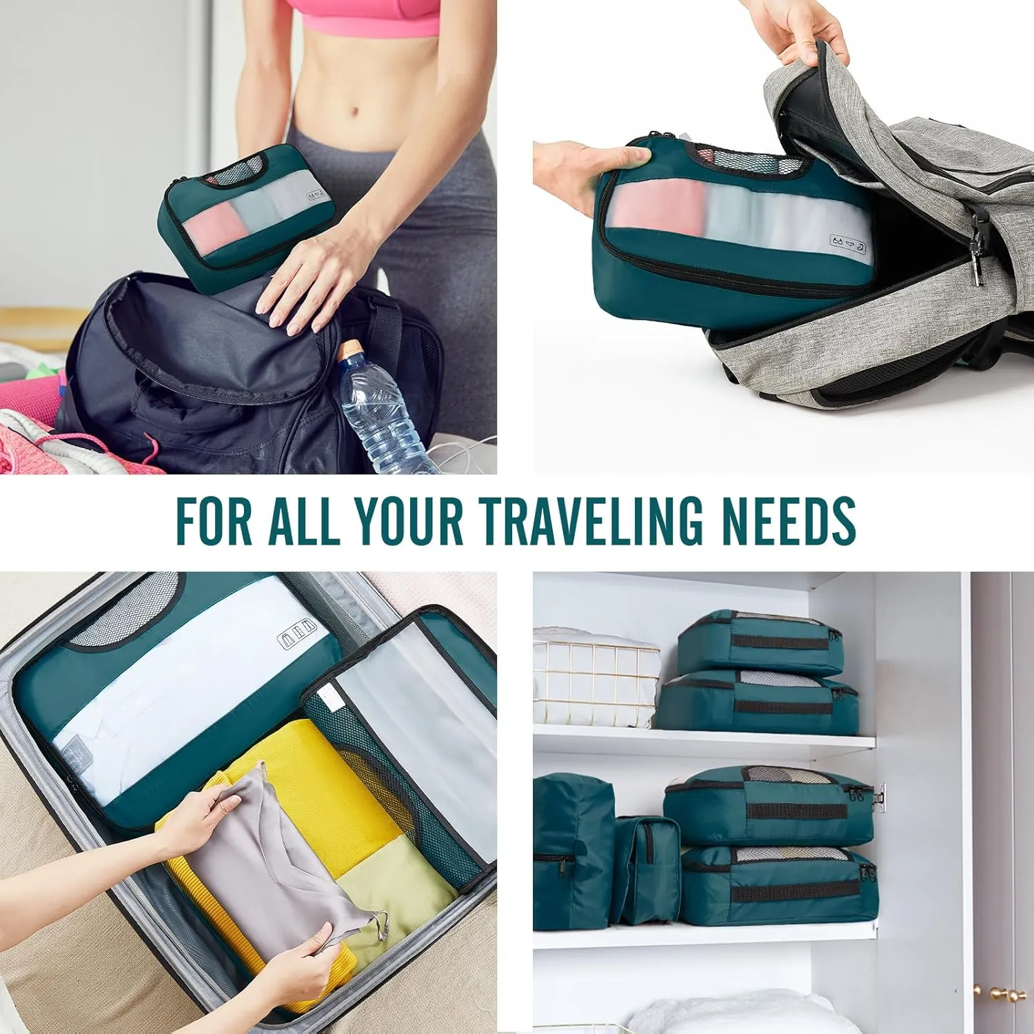 Veken 8 Set Packing Cubes for Travel Essentials, Suitcase Organizer Bags Set for Luggage, Road Trip Travel Accessories in 4 Sizes (Extra Large, Large, Medium, Small)