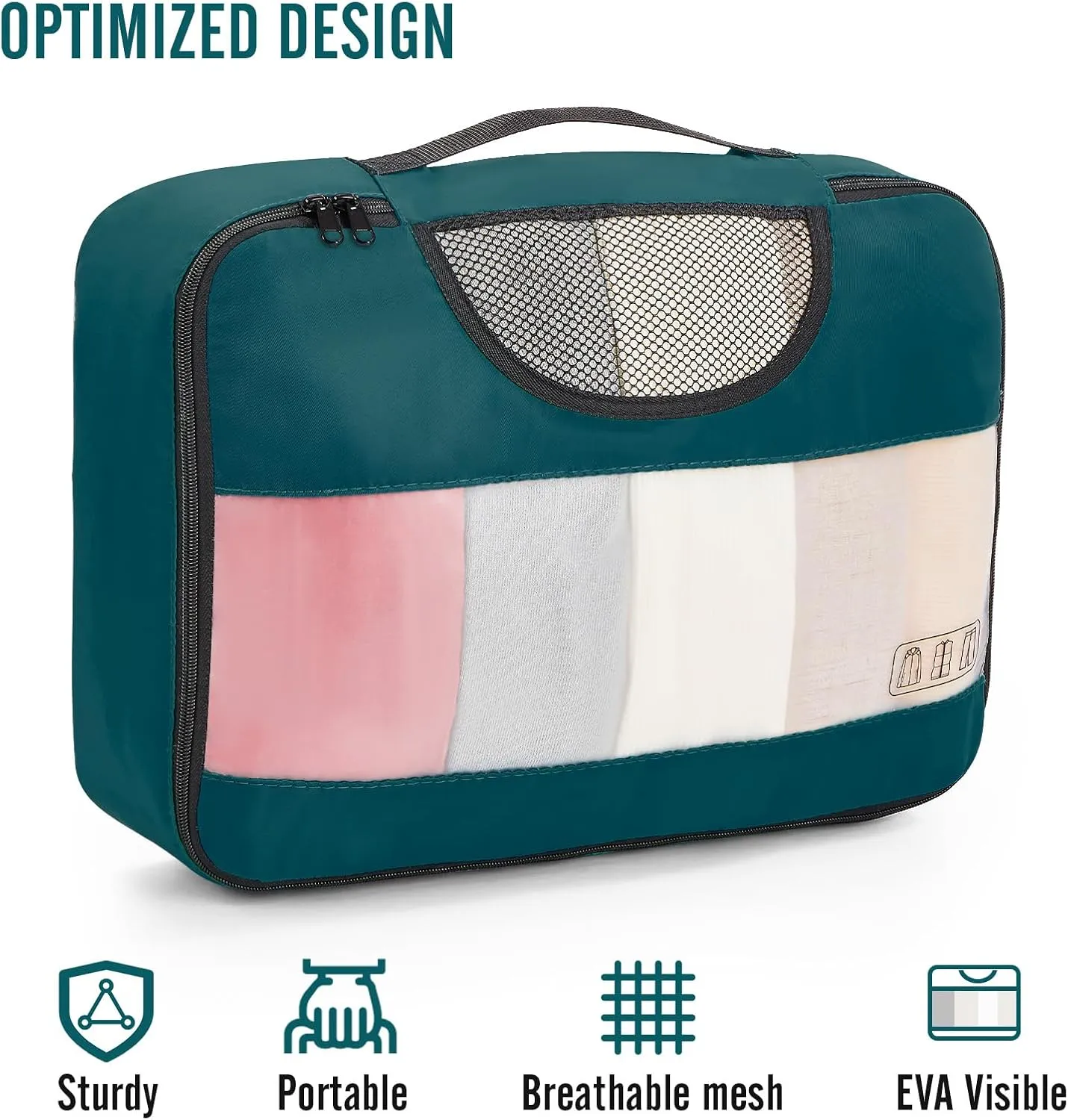 Veken 8 Set Packing Cubes for Travel Essentials, Suitcase Organizer Bags Set for Luggage, Road Trip Travel Accessories in 4 Sizes (Extra Large, Large, Medium, Small)