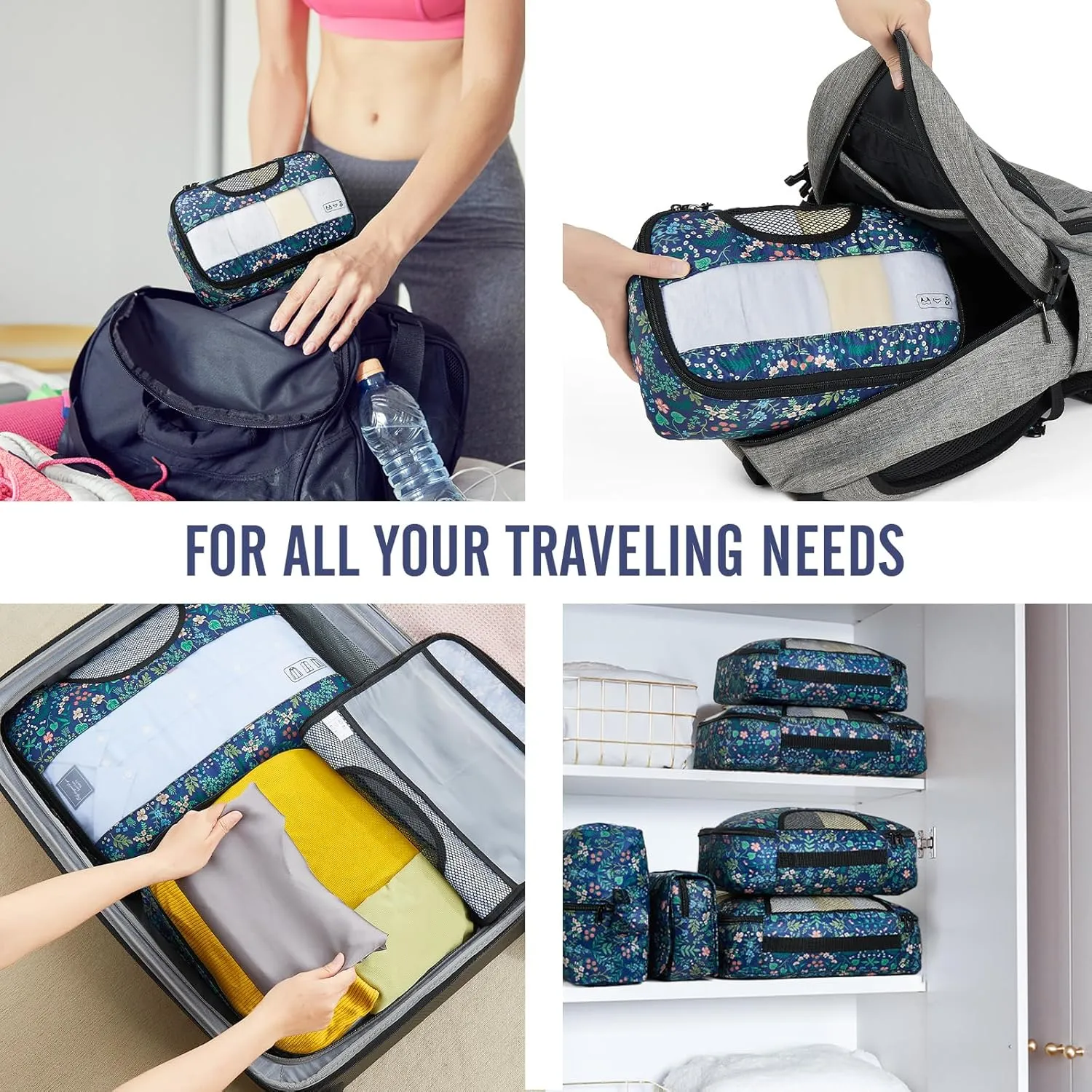 Veken 8 Set Packing Cubes for Travel Essentials, Suitcase Organizer Bags Set for Luggage, Road Trip Travel Accessories in 4 Sizes (Extra Large, Large, Medium, Small)