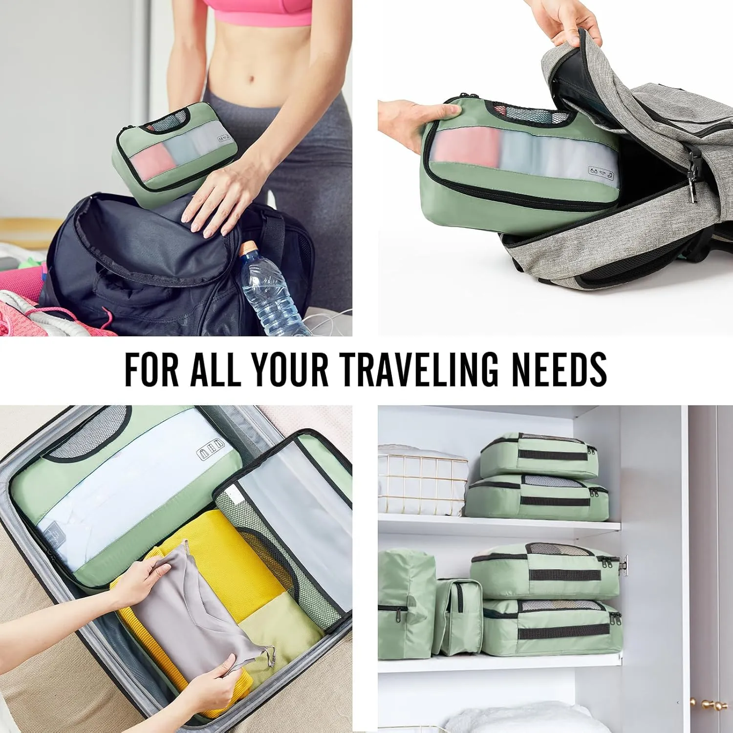 Veken 8 Set Packing Cubes for Travel Essentials, Suitcase Organizer Bags Set for Luggage, Road Trip Travel Accessories in 4 Sizes (Extra Large, Large, Medium, Small)