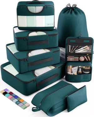 Veken 8 Set Packing Cubes for Travel Essentials, Suitcase Organizer Bags Set for Luggage, Road Trip Travel Accessories in 4 Sizes (Extra Large, Large, Medium, Small)