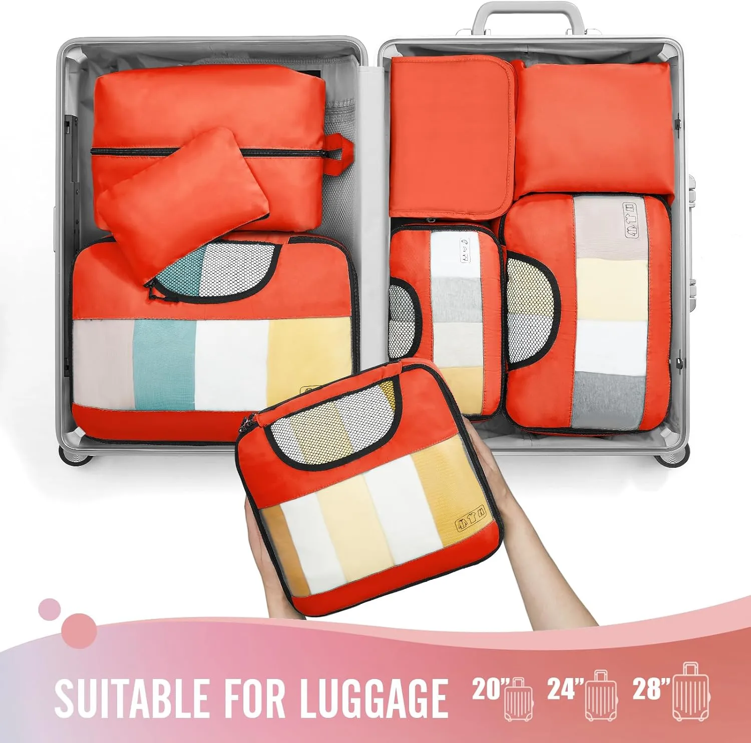 Veken 8 Set Packing Cubes, Travel Gifts for Women Mom, Carry on Suitcase Organizer Bags with Hanging Toiletry Bag and Large Laundry Bag, Travel Essentials Luggage Accessories for Cruise Ship