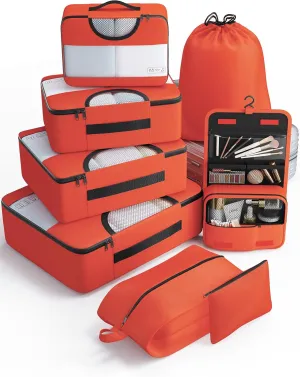 Veken 8 Set Packing Cubes, Travel Gifts for Women Mom, Carry on Suitcase Organizer Bags with Hanging Toiletry Bag and Large Laundry Bag, Travel Essentials Luggage Accessories for Cruise Ship