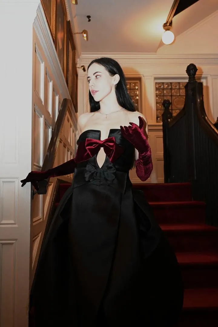 Velvet Bow Elegance Gown