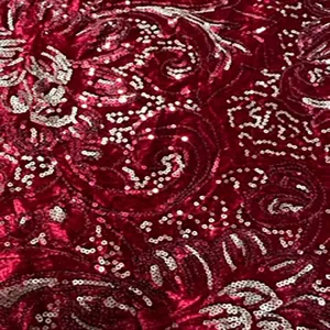 Velvet Designed Sequin Mechanical Stretch Fabric  | Spandex Palace