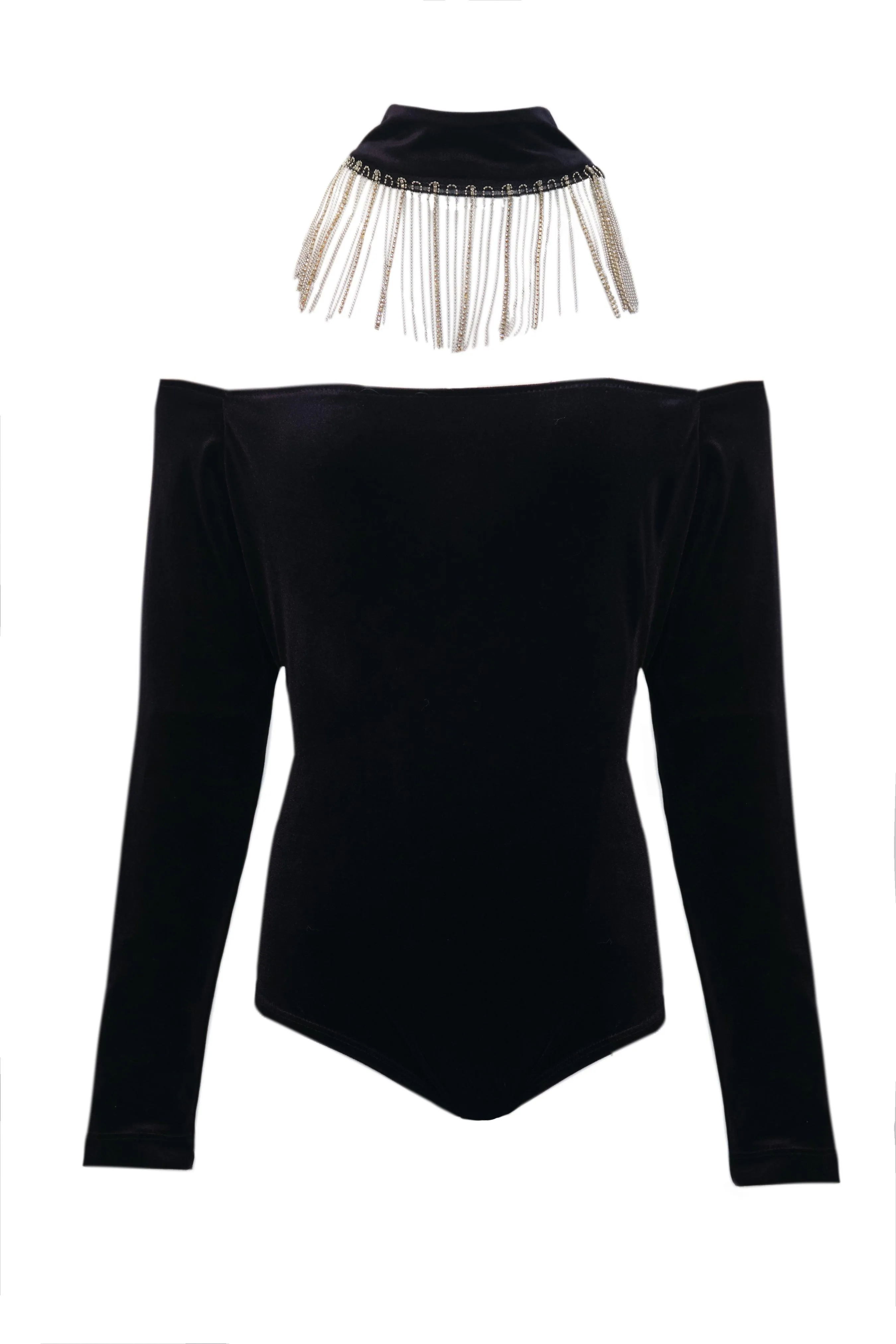 VELVET OFF-SHOULDER BODYSUIT