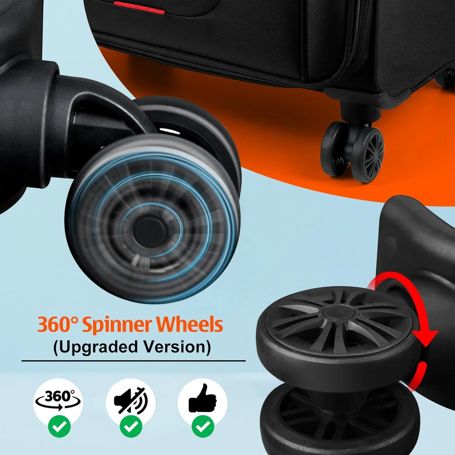 Verdi Softside Expandable 24 Inch Luggage with Spinner Wheels Lightweight Suitcase (Black, Checked-Large 24-Inch)